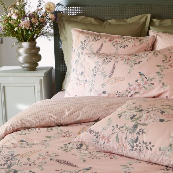 Housse imprimé floral et rayures