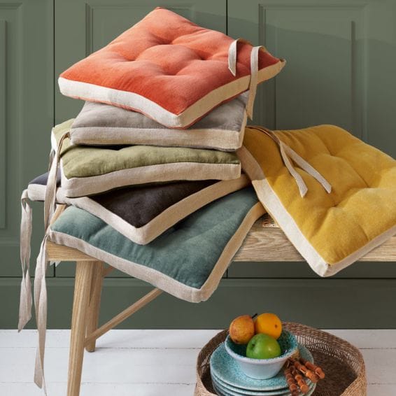 Galette de chaise lin et velours