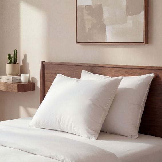 2 oreillers duvet et plumettes de canard