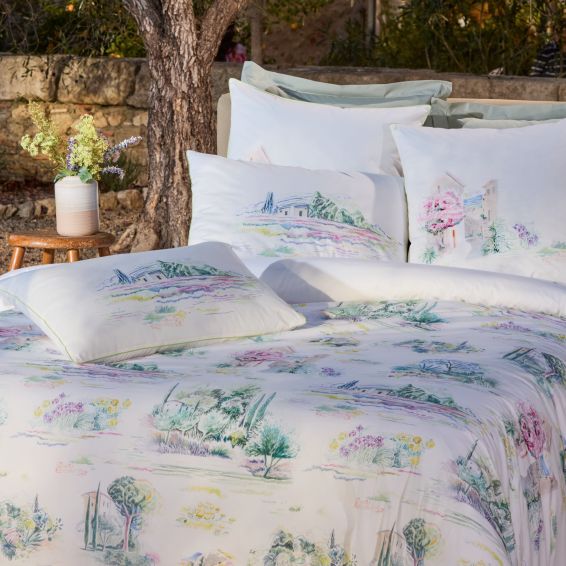 Housse en percale illustrée à la main