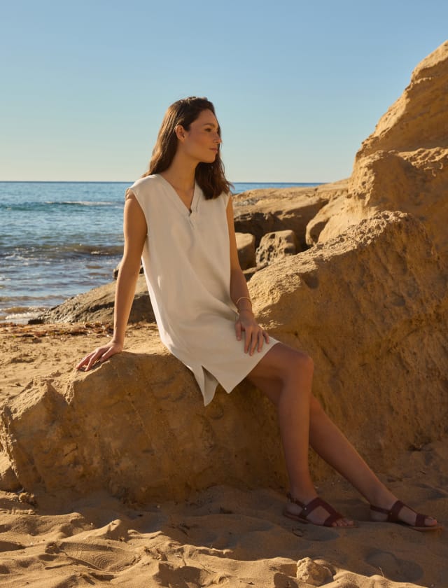 Robe en lin et coton