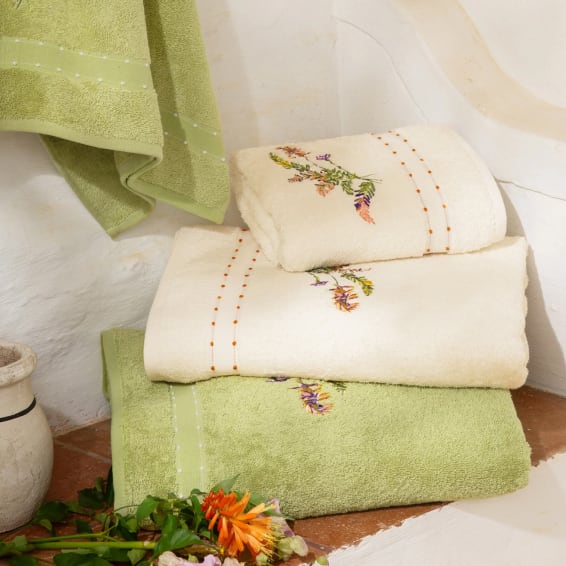 Drap de bain brodé finition liteau